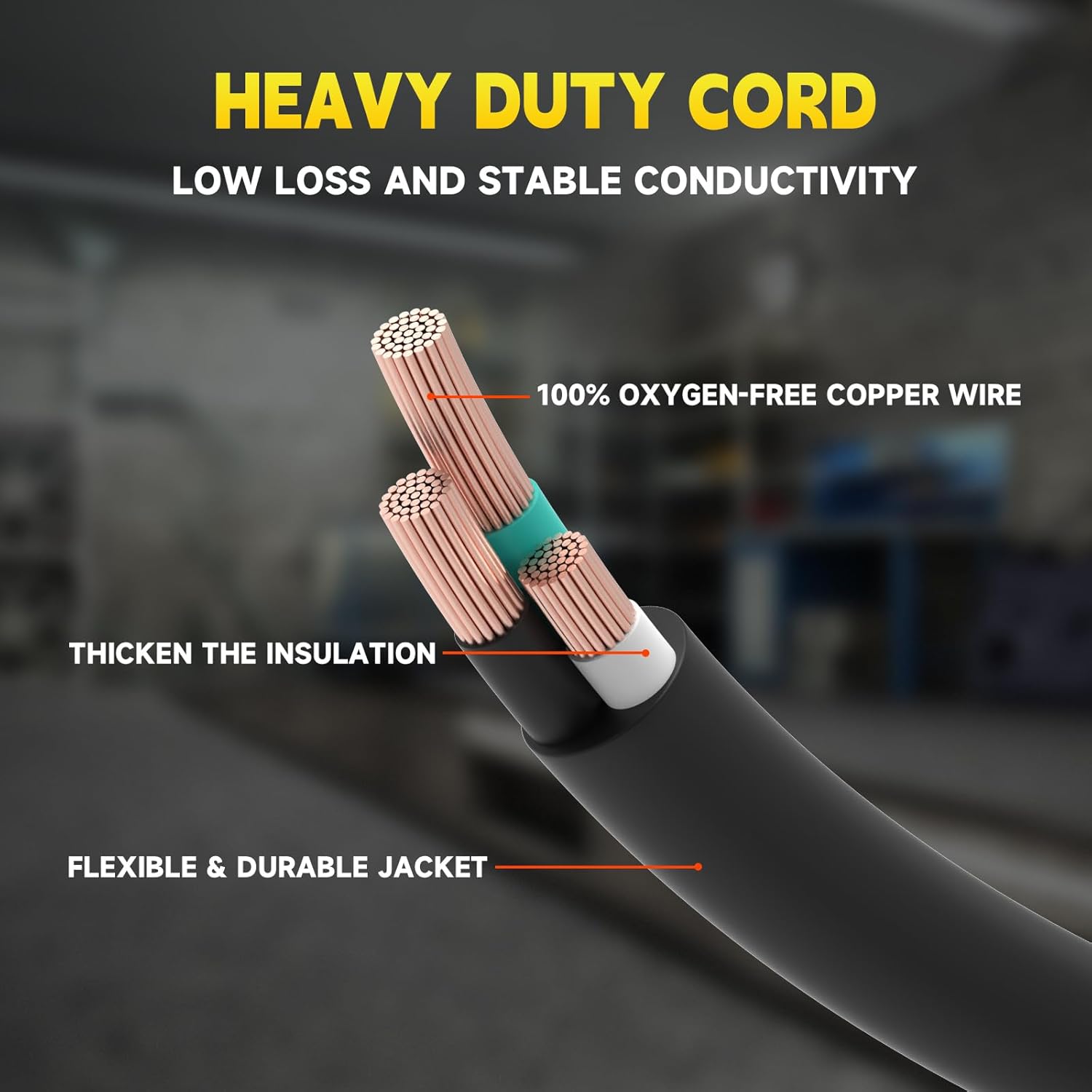 25 FT 12 AWG Black Outdoor Extension Cord with Multiple Outlets, Flexible Weatherproof 3 Outlets Extension Cable Outdoor Waterproof, 15A 1875W 12/3 SJTW, ETL Listed