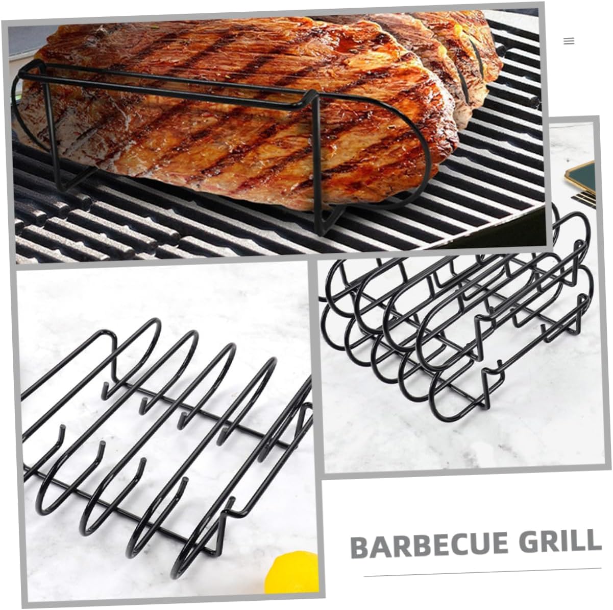 DECHOUS Stainless Steel Barbecue Grill Rack Portable Outdoor Camping Support for Ribs Chicken Durable Pot Holder for Garden Parties Picnics Easy to Clean Cooking Stand