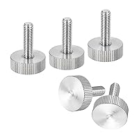 Vista 28 de uxcell M3x6mm Tornillos de pulgar moleteados, 5 piezas de acero inoxidable 304, cabeza plana moleteada, tornillos de pulgar roscados completamente