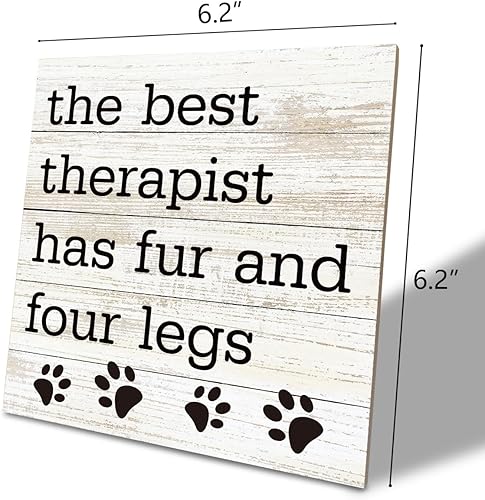 Miniatura 2 de Letrero de madera para mascotas, placa de madera de 6.2 x 6.2 pulgadas, letrero de madera de pata de mascota, decoración de granja para estante,