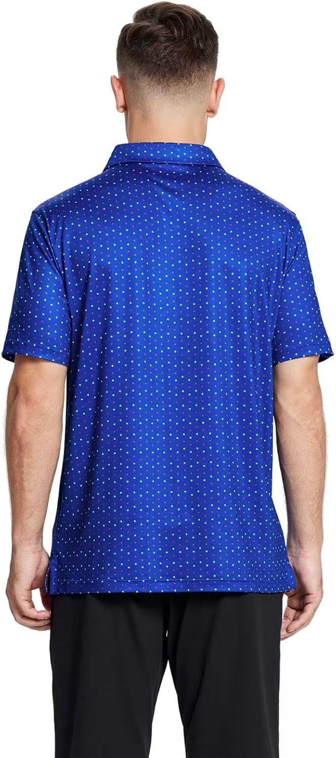 Mens Golf Shirts Short Sleeve Moisture Wicking Dry Fit Print Performance Athletic Casual Golf Polo Shirts for Men - Image 3