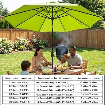 Replacement Parasol Canopy Waterproof, 6/8 Ribs UV Protection Market Patio Table Cover, Outdoor Umbrella Replacement Canopy Top for Garden Deck Pool 2.0/2.3/3.0/3.5/4.0m