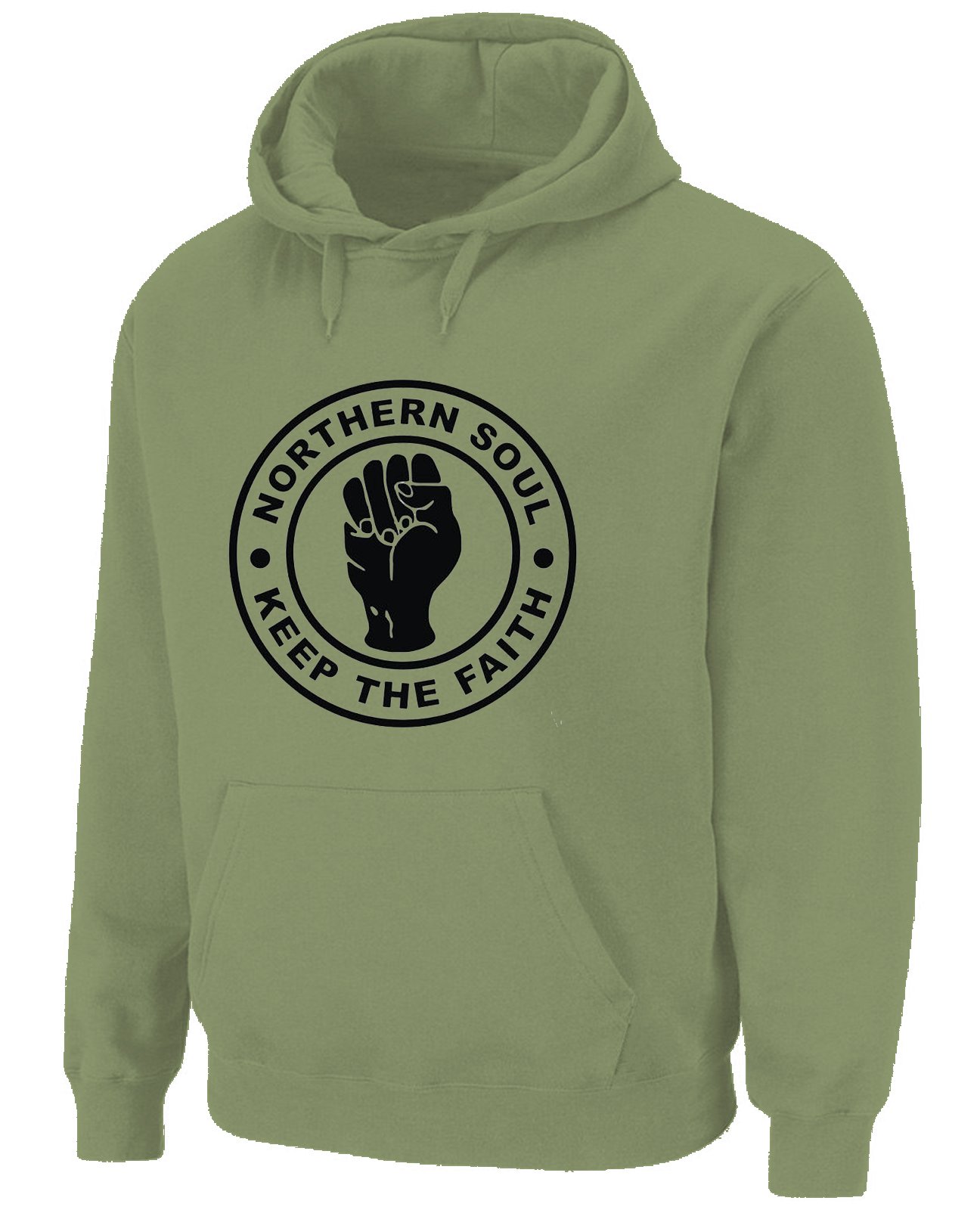Tribal T-Shirts Mens Northern Soul Keep the Faith Hoody (medium, khaki)