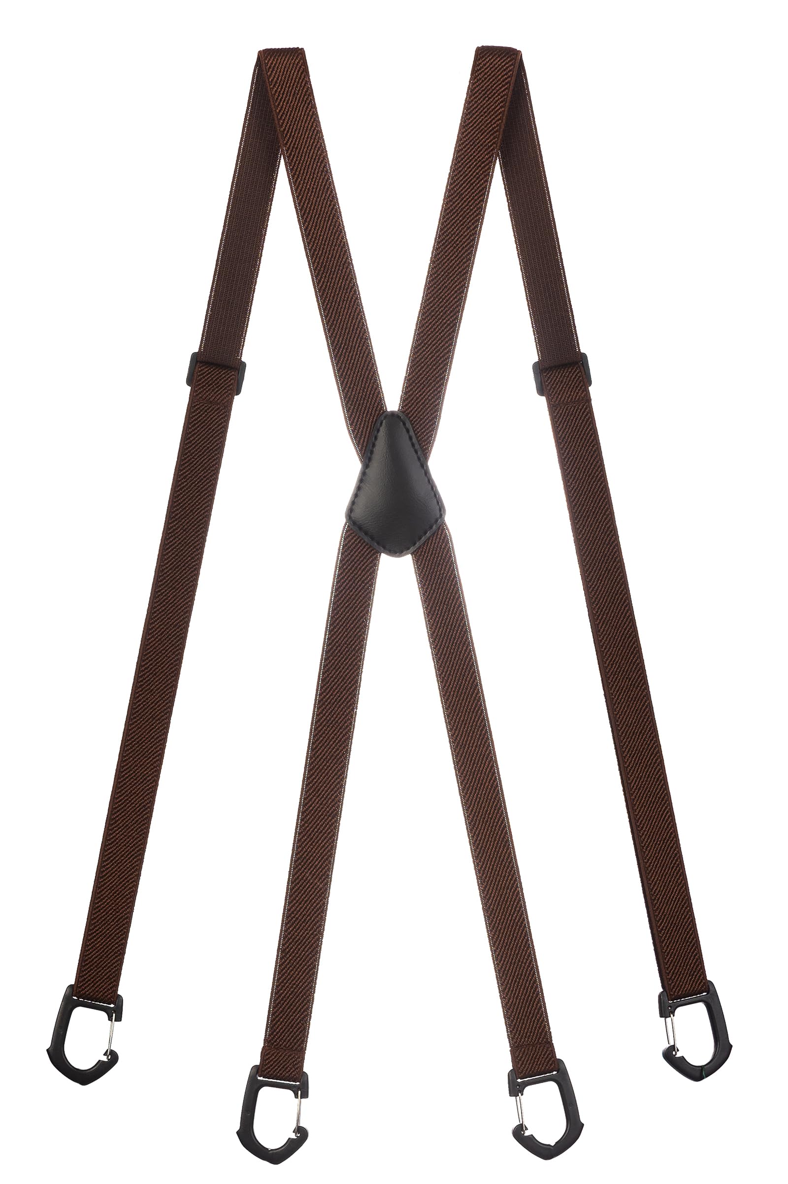 Olata Skinny X-Shape Braces/Suspenders with Plastic Carabiner Clips - 2cm. Brown