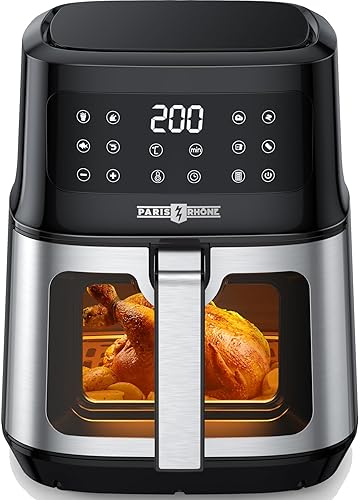PARIS RHÔNE Heißluftfritteuse XXL mit Sichtfenster, 5L Fritteuse Heissluft, 8