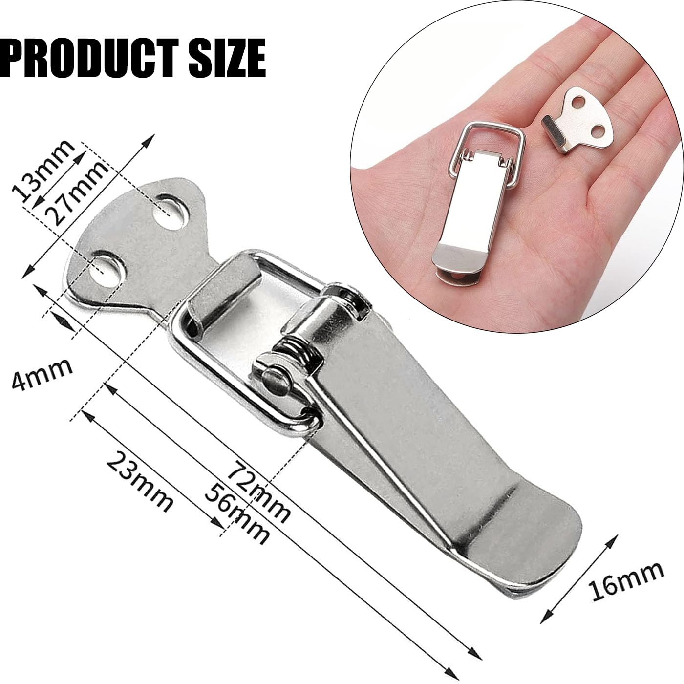 4 Pezzi Lucchetto Hasp In Acciaio Inox 2,5 Pollici - Chiavistello Con Viti E Chiavi Per Armadi, Porte, Cassetti - Foto 3