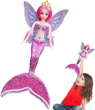 Mermaid Toys for Toddlers | Princess Mermaid Doll Water Toys - Girl Doll Dress Up Toy with Sequin Fishtail Skirt Birthday Gift for Girls 3+ Years Old