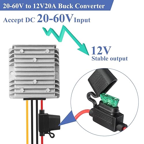 Miniatura 2 de DC 24V 36V 48V Convertidor reductor de voltaje a 12V, convertidor Buck DC 20-60V a 12V 20A 240W Reductor de voltaje reductor de voltaje