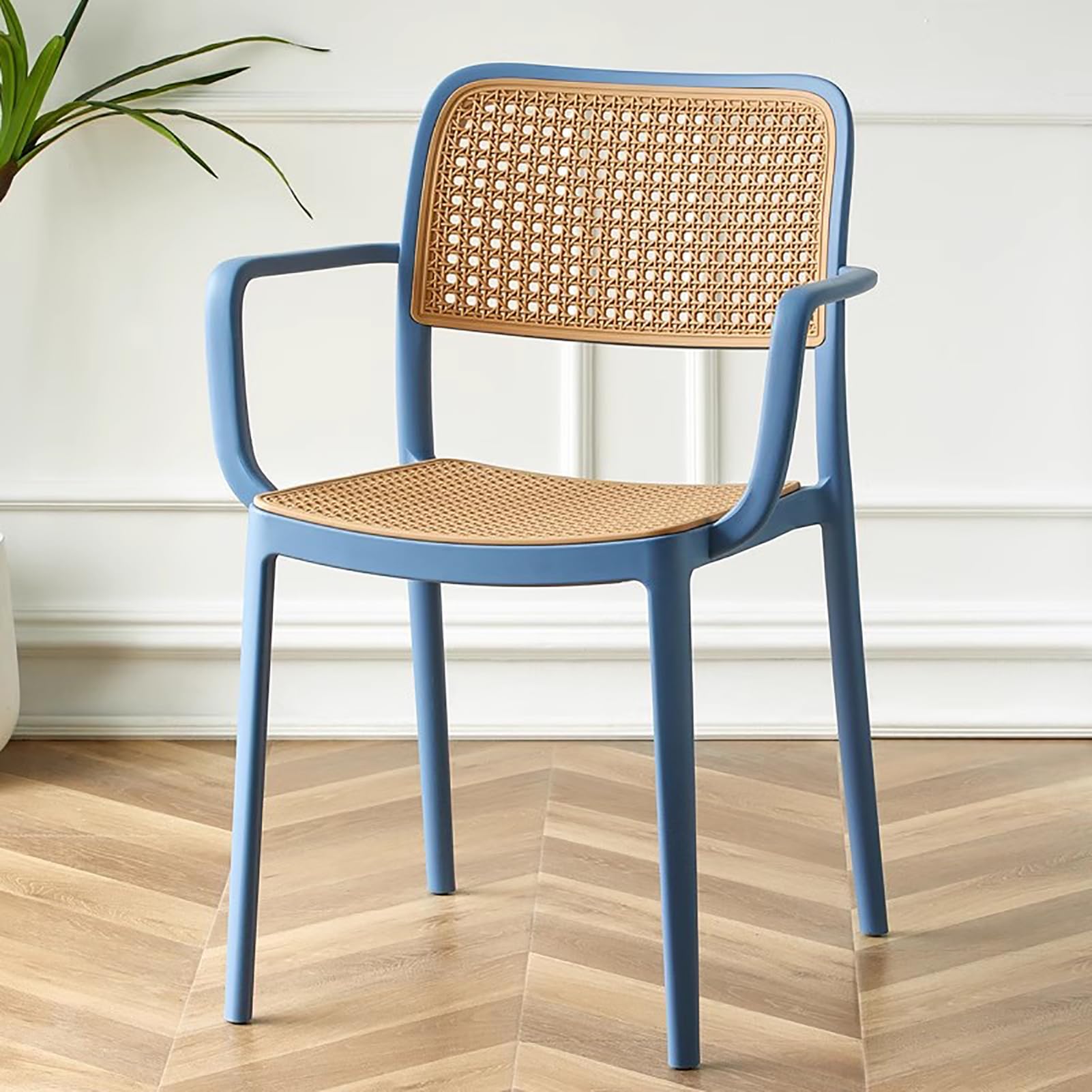Chaises plastique rotin interieur exterieur lot de 2 design retro vintage
