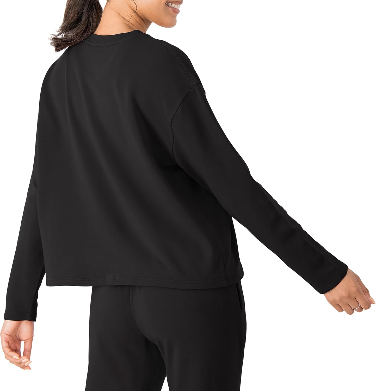 Hanes womens Originals French Terry Pullover, Cropped Crewneck Sweatshirt for Women, Comfywear Loungewear - Image 3