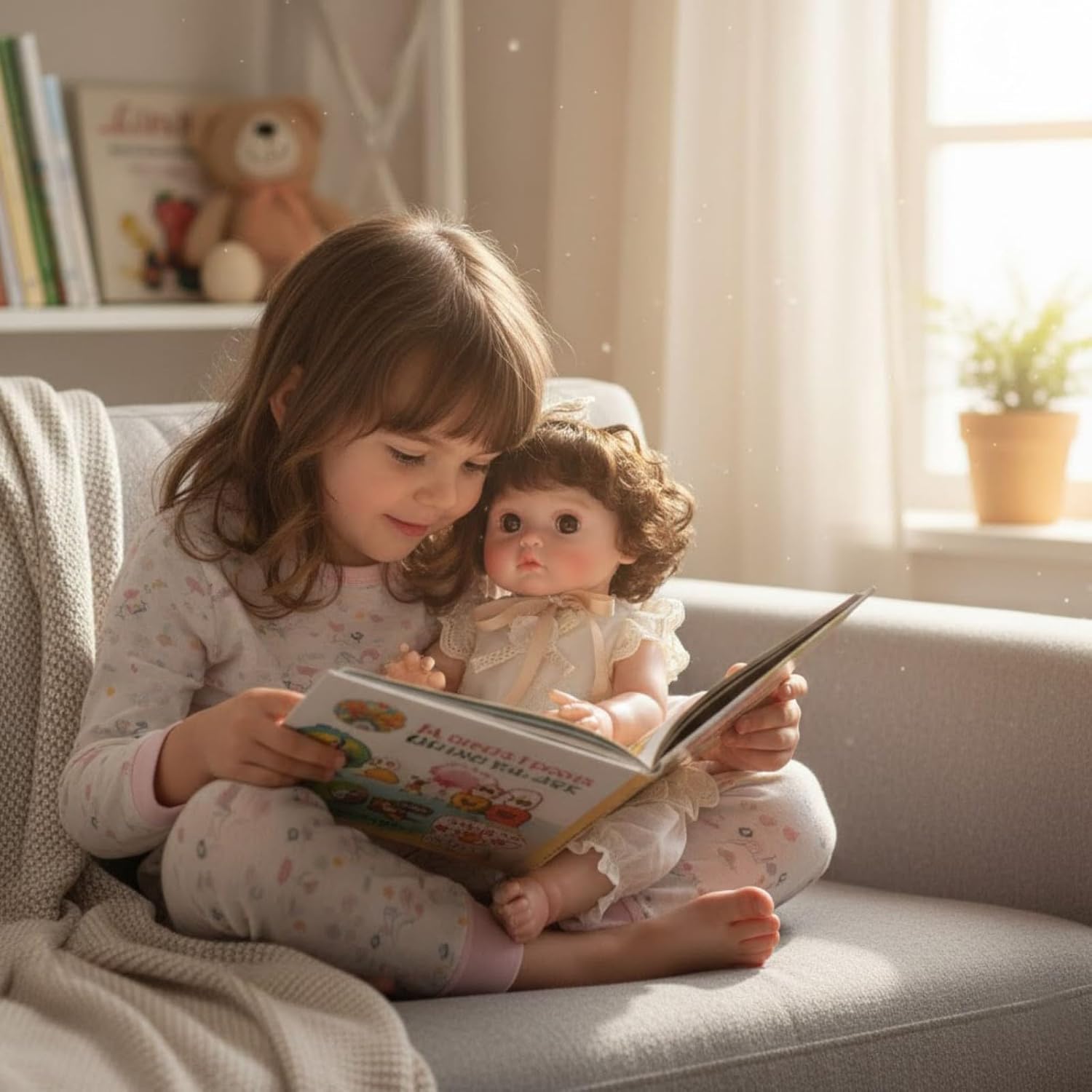 18-Inch Reborn Baby Doll, Big Eyes Realistic Newborn Baby Doll with Cute Hand-Rooted Hair, Full-Body Vinyl Baby Dolls for 3+ Ages, Gifts, Emotional Healing