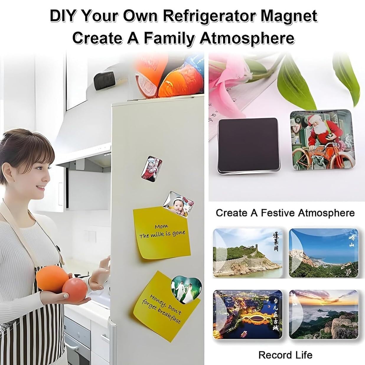 WLYPE Button Maker Machine, 50 * 50mm Square Fridge Magnet Button Badge Making + Paper Cutter + 100pcs Consumables DIY Metal Badge Press Kit, for Badge Making