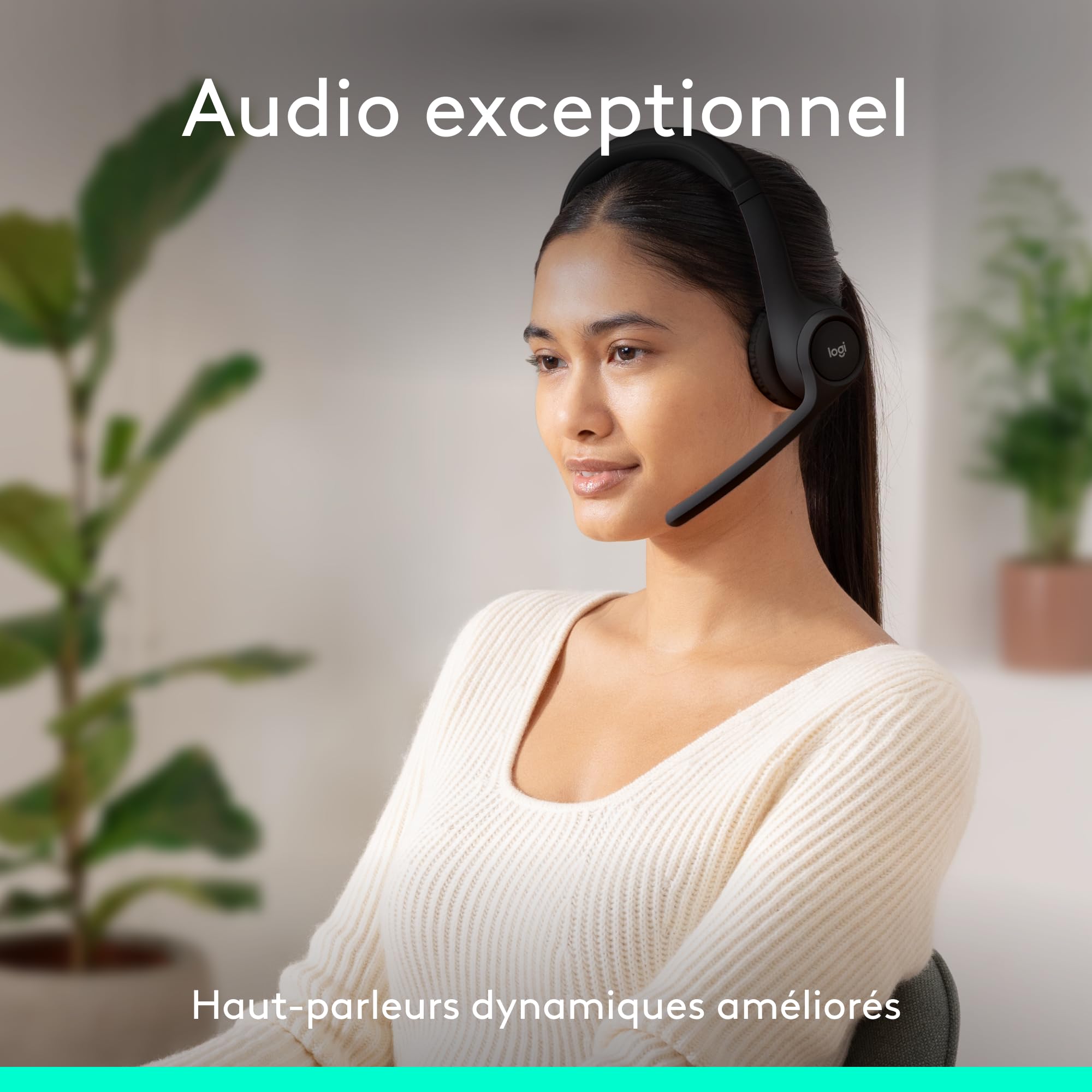 Logitech Zone 300 Casque Bluetooth sans Fil avec Microphone Anti-Parasite, Compatible avec Windows, Mac, Chrome, Linux, iOS, iPadOS, Android - Noir