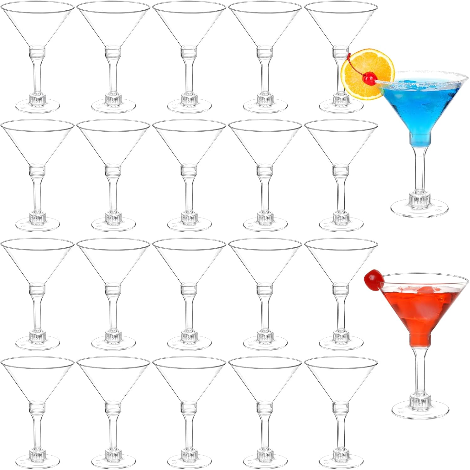 Qeirudu 40 Pack Plastic Martini Glasses, 5 oz Disposable Cocktail Glasses for Party Wine, Champagne, Appetizers, Desserts