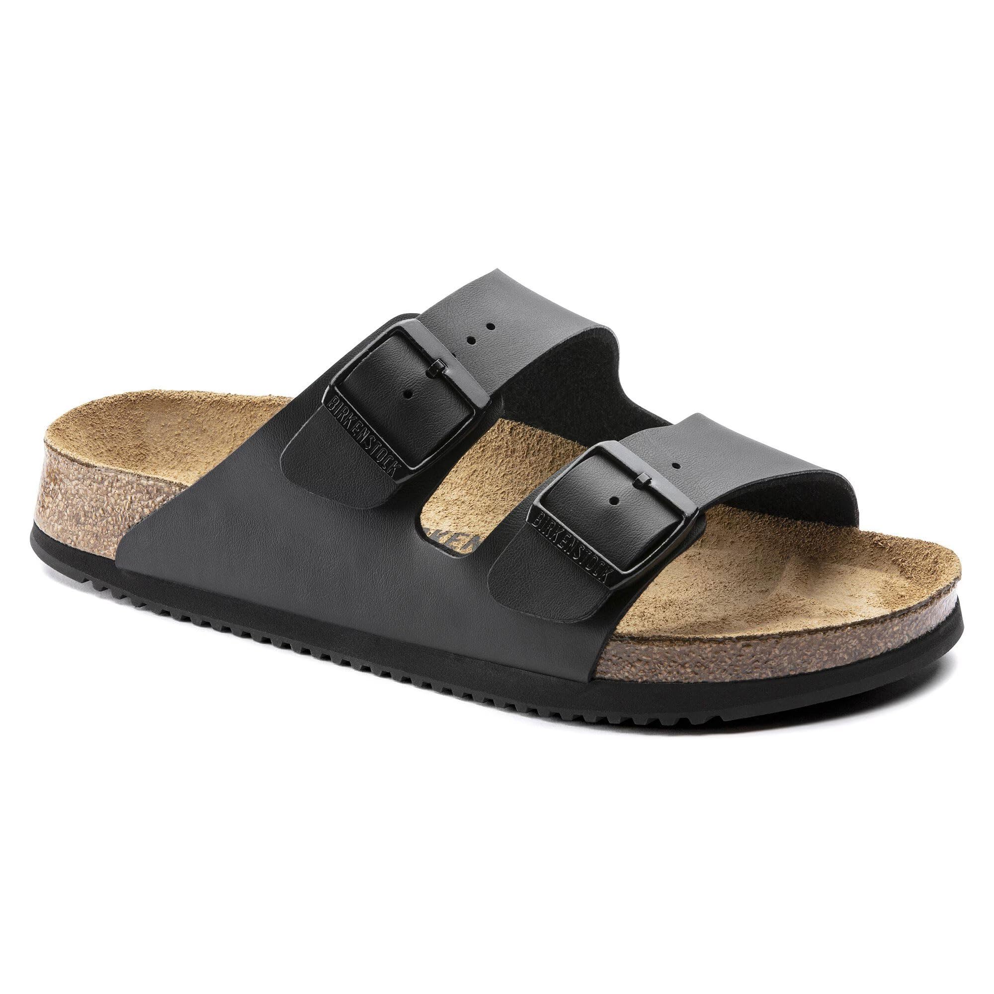Birkenstock Sandale Arizona, Superlauf, Birko-Flor, nero, normale, taglia 41 1018222-41 (pantolette scarpe basse latsche doppia fibbia scarpe da lavoro scarpe Birki Arizona), Nero, 41 EU