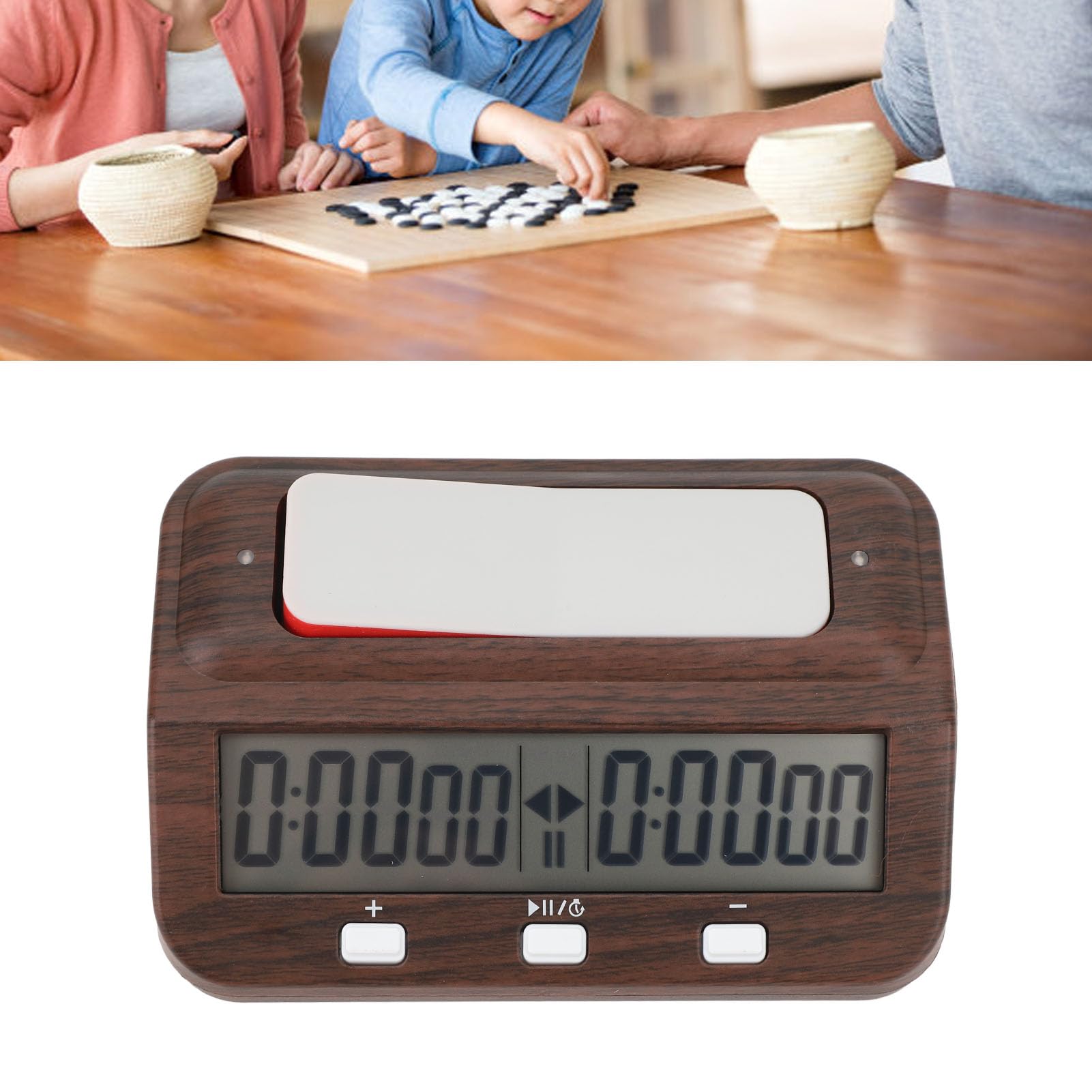 Reloj de Ajedrez, Cuenta Atrás Competencia Profesional Función de Alarma Audible Apariencia de Madera Temporizador de Ajedrez Digital Portátil con Retardo Adicional