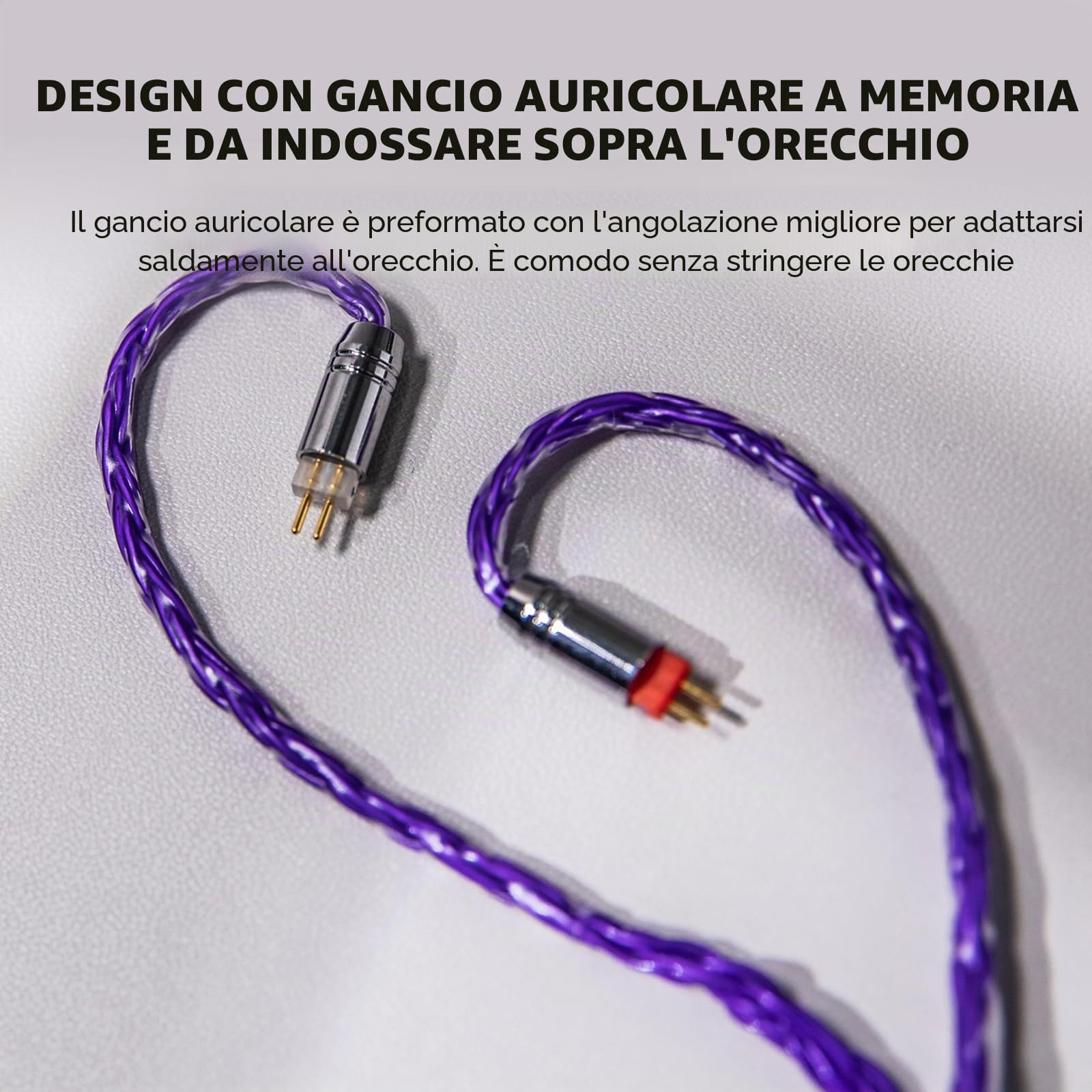 Linsoul Tripowin Zonie IEM Cavo, 16 Core Placcato Argento Cordoni Aggiornati, 1.25m SPC in Ear Monitor Cavi per 7hz Zero:2 Orchestra Lite Cadenza Hype4 Supermix4(2pin 0.78mm, 4.4mm)(Viola)