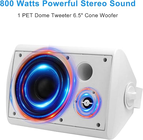 Miniatura 10 de Herdio Altavoces para exteriores de 6.5 pulgadas con cable, impermeables, pasivos, altavoces de montaje en pared con 800 vatios de graves potentes