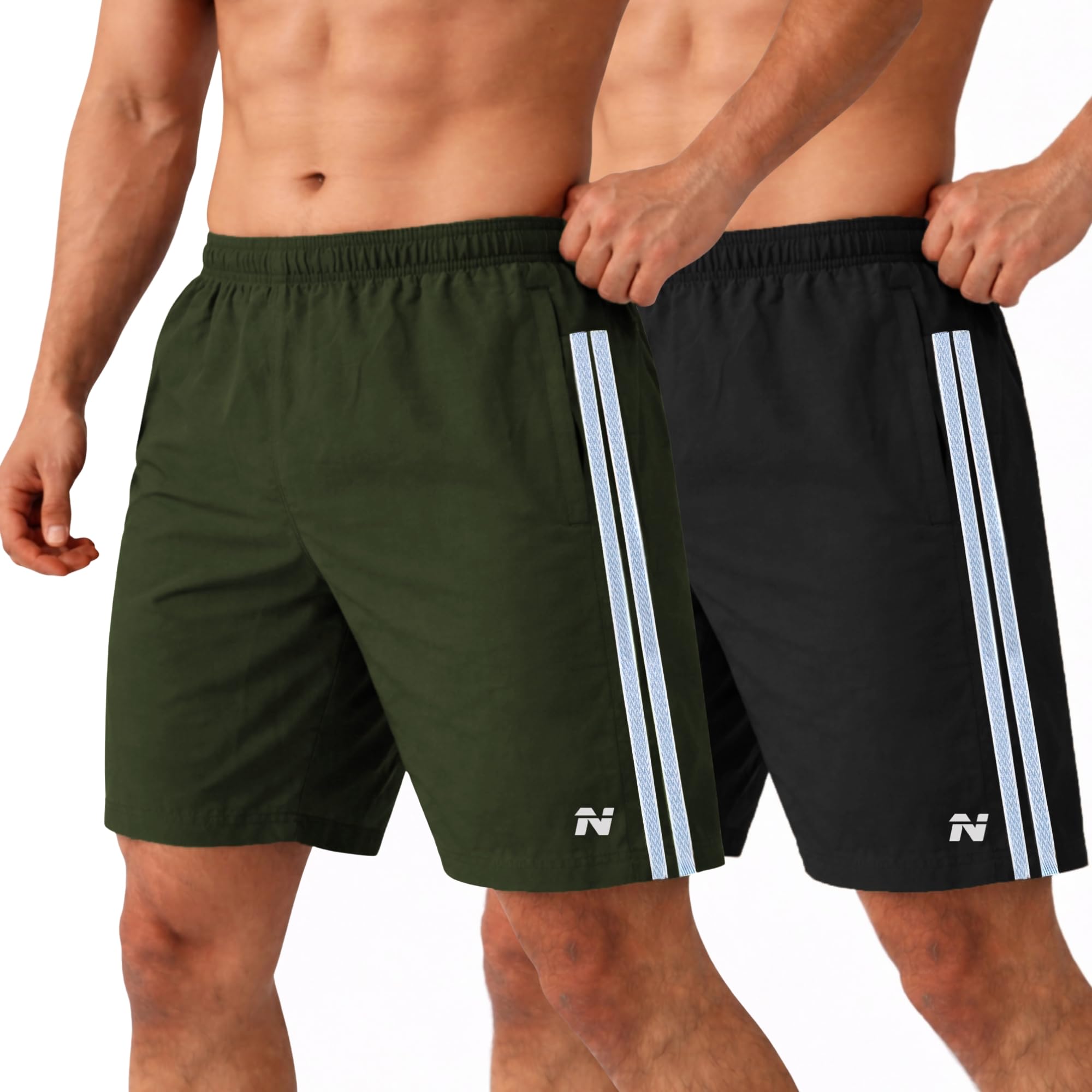 Pack of 2 Shorts for Men | Sports Wear Half Nikker with Side Patti Design | Lightweight Gym Shorts with Side Pockets | Running & Workout wear-image-1