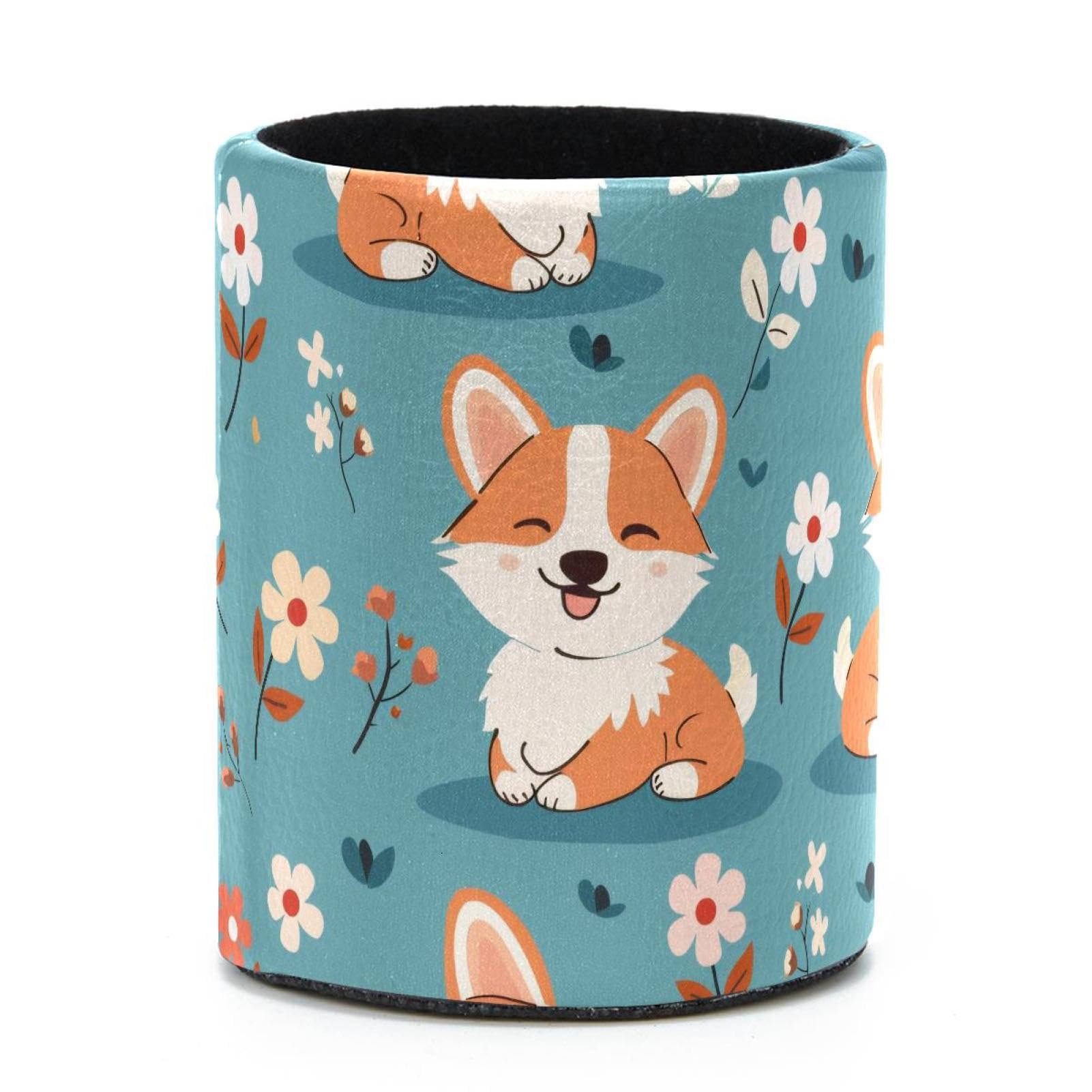 VAPOKF Round Pencil Holders for Desk, Corgi Dog Pen Holders Pen Pot Makeup Brushes Storage Desktop Stationery Supplies Organiser for Home Office