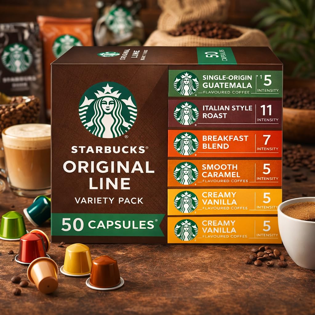 Starbucks Original Line Variety Pack Coffee Capsules – 50 Pods (10