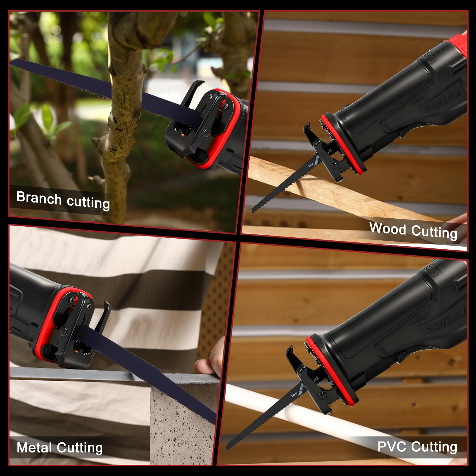 WingFly Sierra sable inalámbrica para Milwaukee M18 batería, Sierra Alternativa profesional con 4 hojas, 3500 rpm, Sierra Recíproca Eléctrica con Velocidad Variable