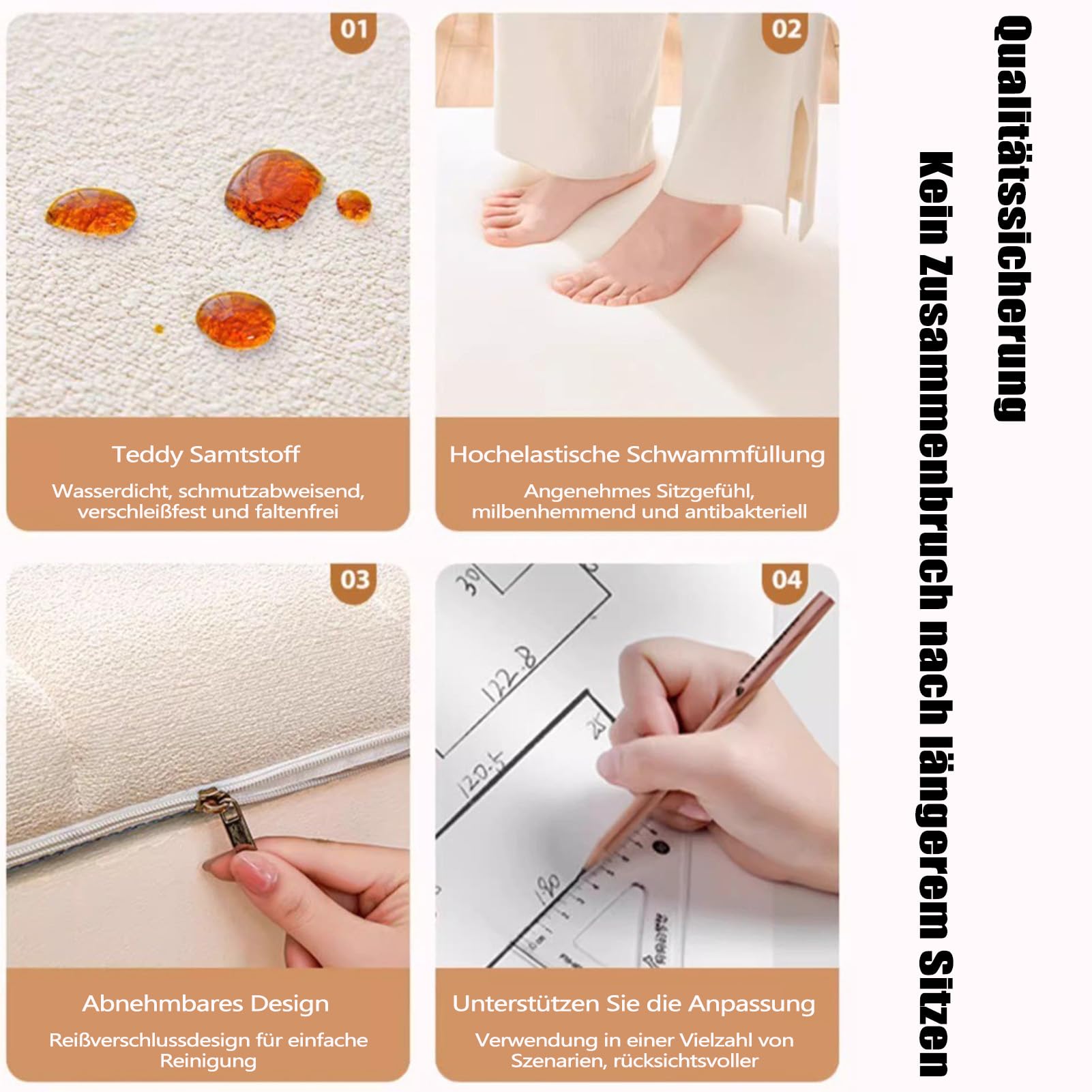 Benutzerdefinierte Bankkissen für Fensterbänke im Innenbereich, waschbar, abnehmbar, dick, 4 cm, Sitzbezüge für Eckbänke und Bänke, bequeme Polsterung.