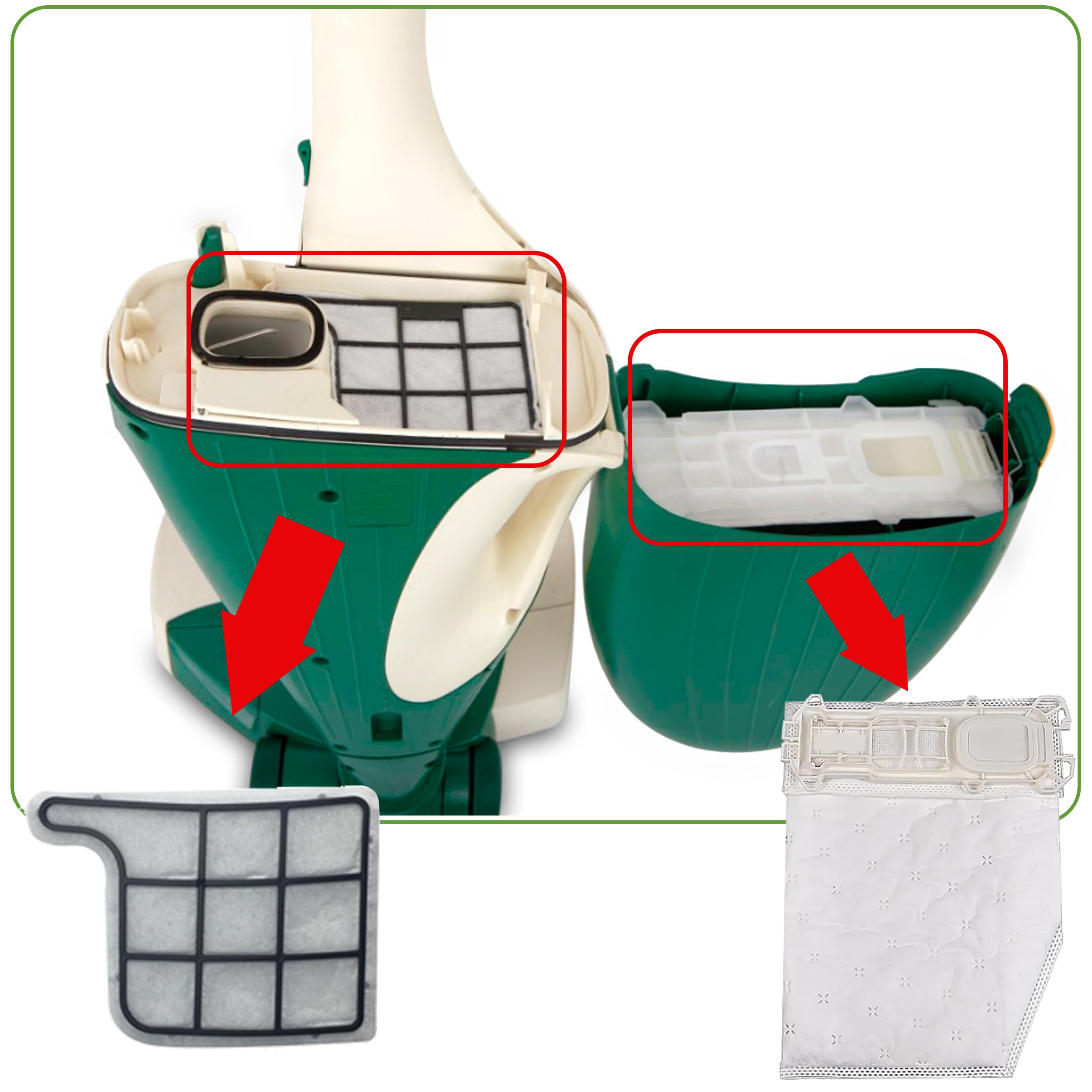 Kit 12 Sacchetti compatibile per Folletto VK135 VK136 FP 135 FP 136 | 12 Sacchetti Aspirapolvere Microfibra a 5 Strati con 2 Filtri HEPA, Filtri Motore e Spazzolino