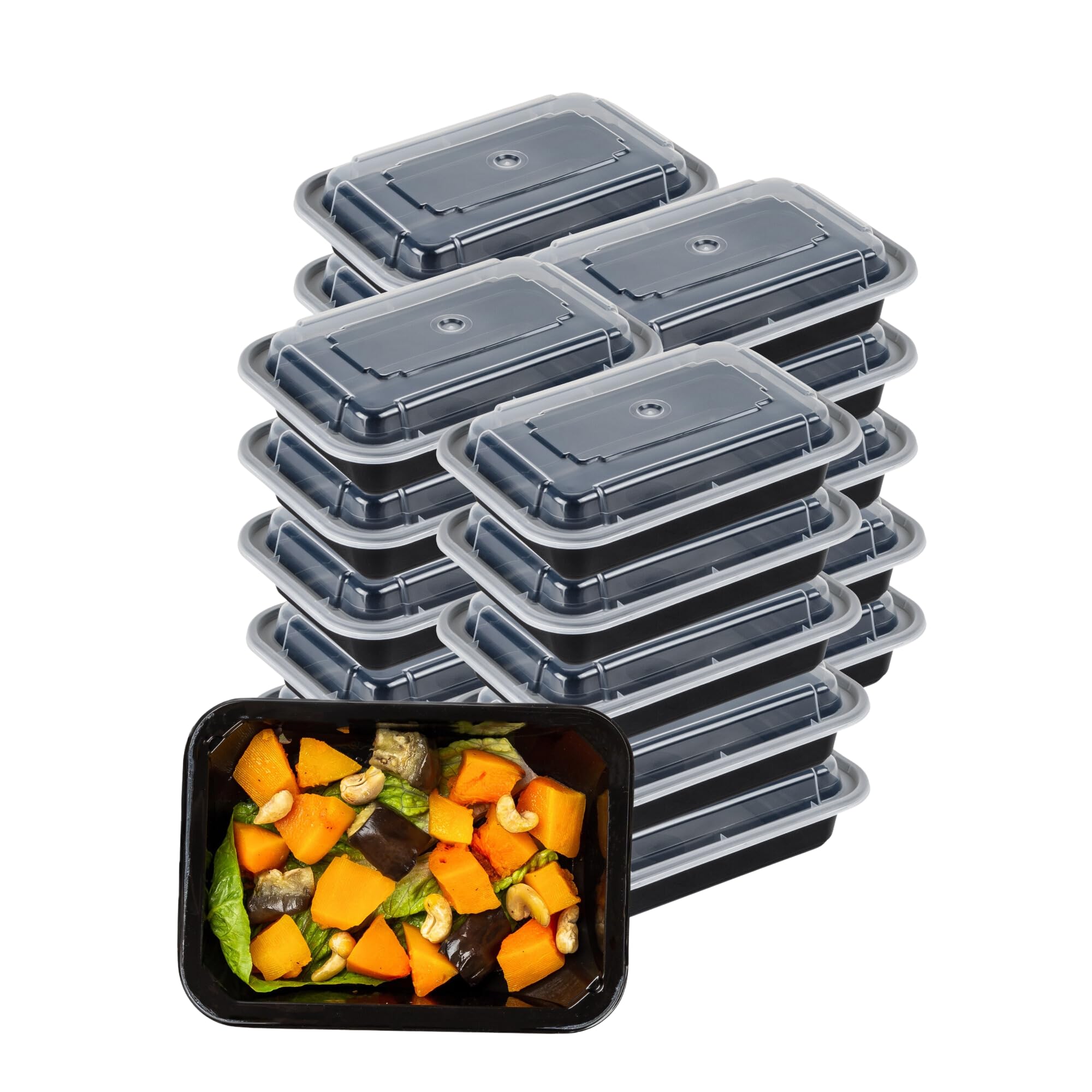 Green Direct Paquete de 50 recipientes desechables para comida (16 onzas) con tapas, recipientes de plástico Bento para llevar