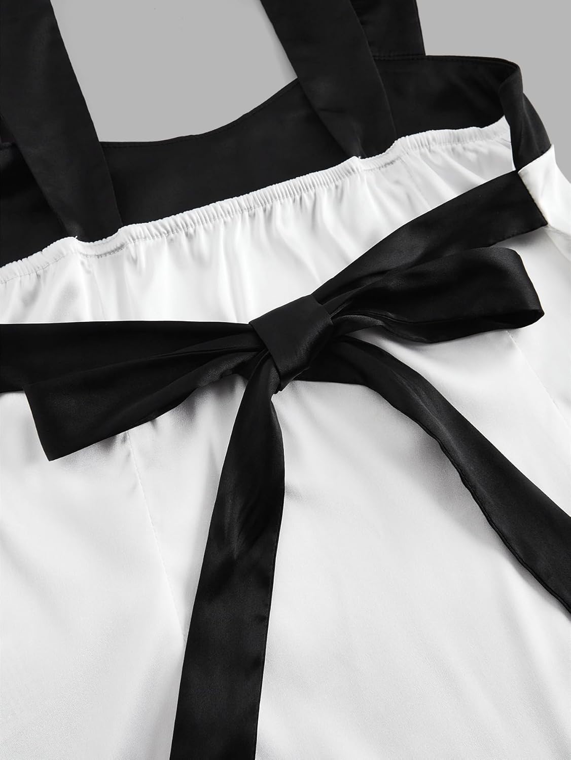 SHENHE Women's Satin Top Color Block Scoop Neck Sleeveless Tank Tie Back Silky Going Out Tops - Image 5