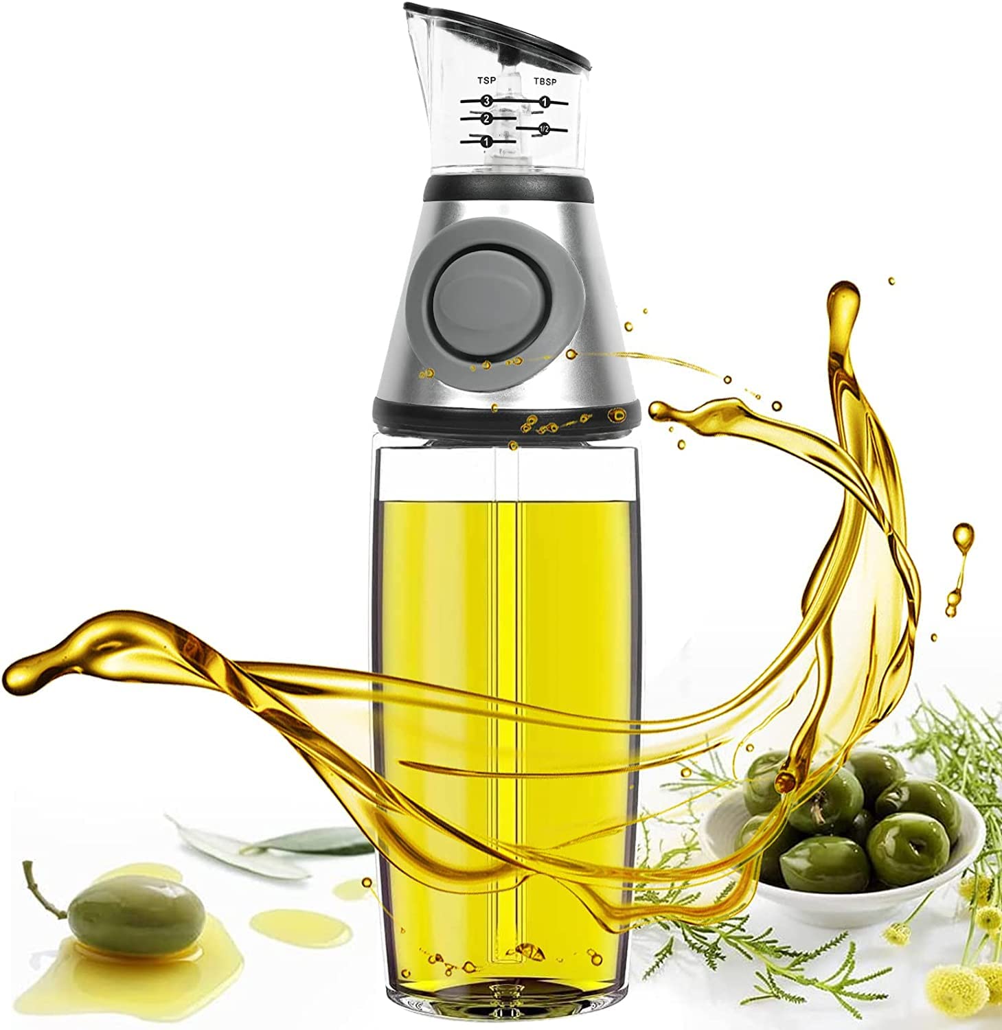 Measuring Oil Dispenser, Glass Oil Vinegar Dispenser with Measurement