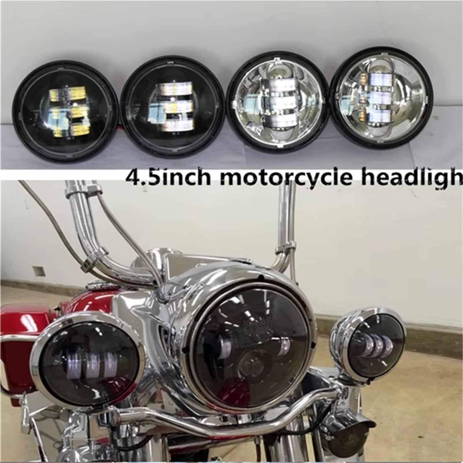 Feux Avant Moto Feux Antibrouillard pour Moto 4.5 Pouces Feux Croisement À LED 4-1/2 Pouces Feux Travail Et Conduite 4.5 Pouces pour Moteur Phare Avant Moto(Noir)