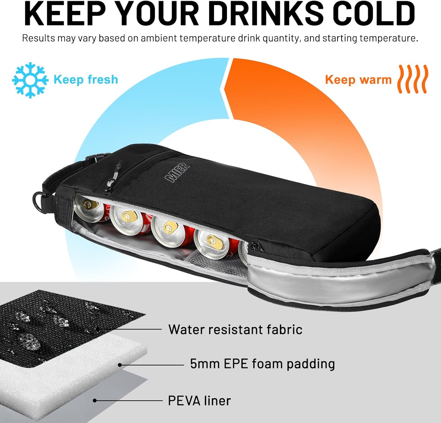 MIER Golf Bag Cooler Insulated Soft Cooler Bag Golf Accessories for Men 9 Cans Portable Beer Cooler Sleeve for Picnic Beach Outdoor Activities