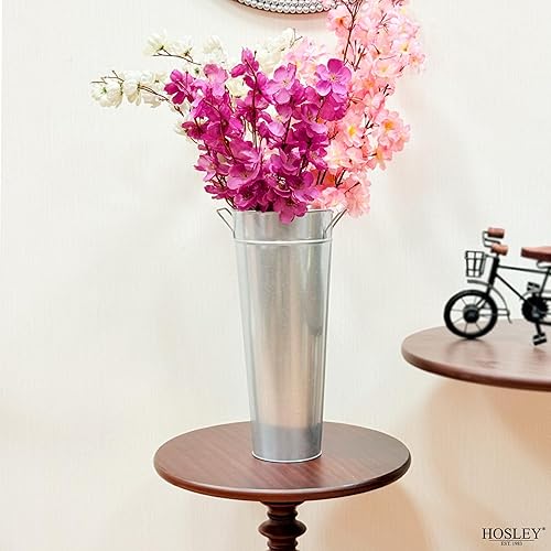 Miniatura 3 de Florero galvanizado de 15 pulgadas de altura Hosleys Ideal para arreglos de flores secas decorativas en el hogar como regalo de bodas salones de Spa