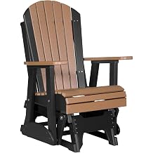 LuxCraft 2 Adirondack Glider Chair, Outdoor Patio Rocking Glider, Gliding Rocker for Outside Cedar & Black