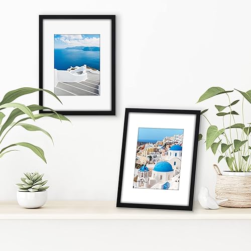 Miniatura 4 de Americanflat Portarretratos de 9 x 12 pulgadas, color negro, juego de 2 unidades, para uso como marco de fotos de 6 x 8 pulgadas con paspartú o