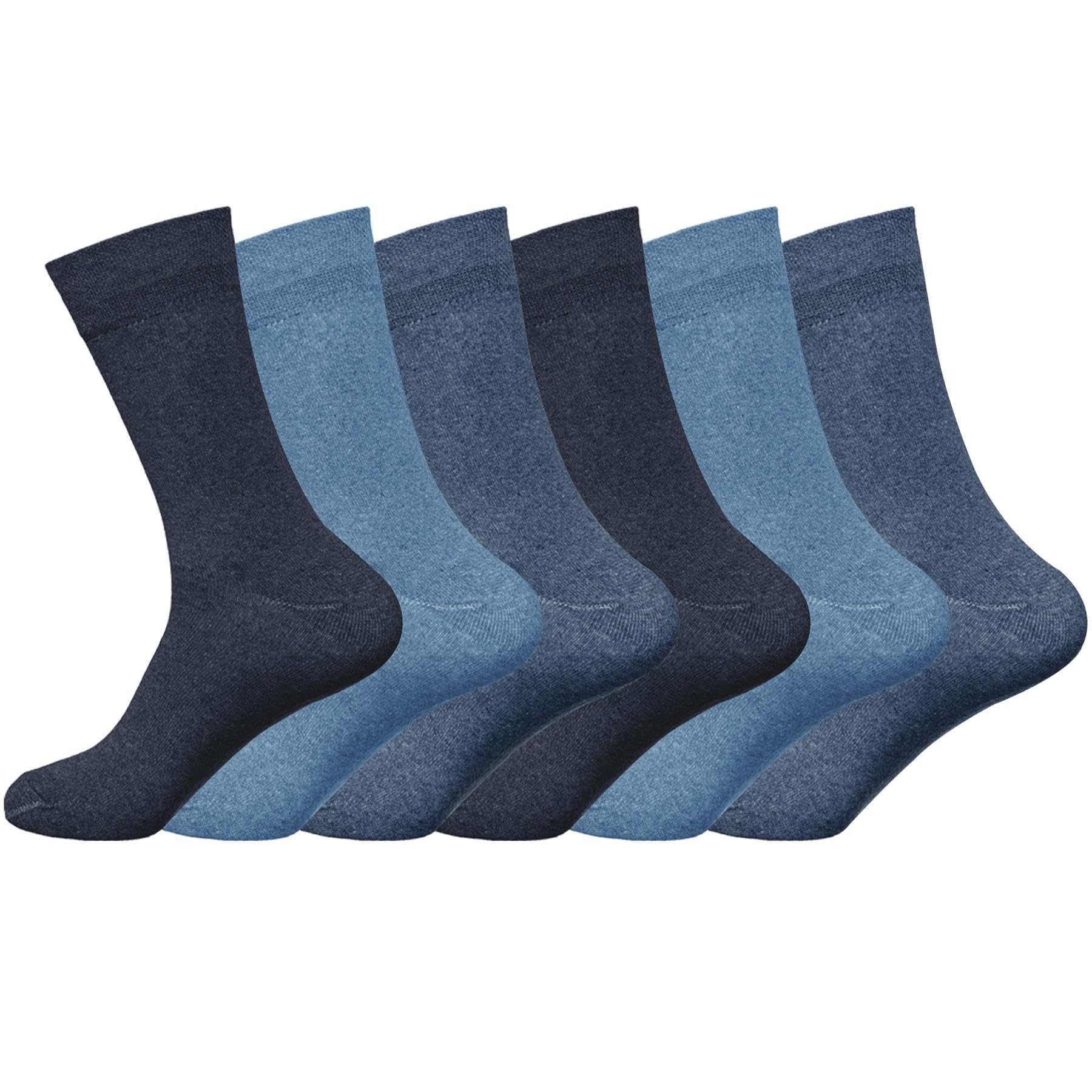 Mens Diabetic Socks Non Elastic Extra Wide Fit Antimicrobial Loose Top Ankle Crew Cotton Blend Smooth Toe Breathable Pack of 6 Size UK 6-11