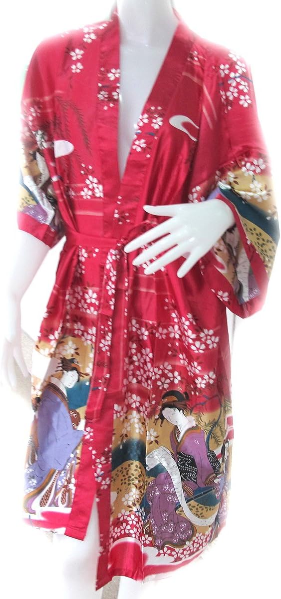 BATHROBE Geisha Kimono Women's Satin Silk Robe - One Size