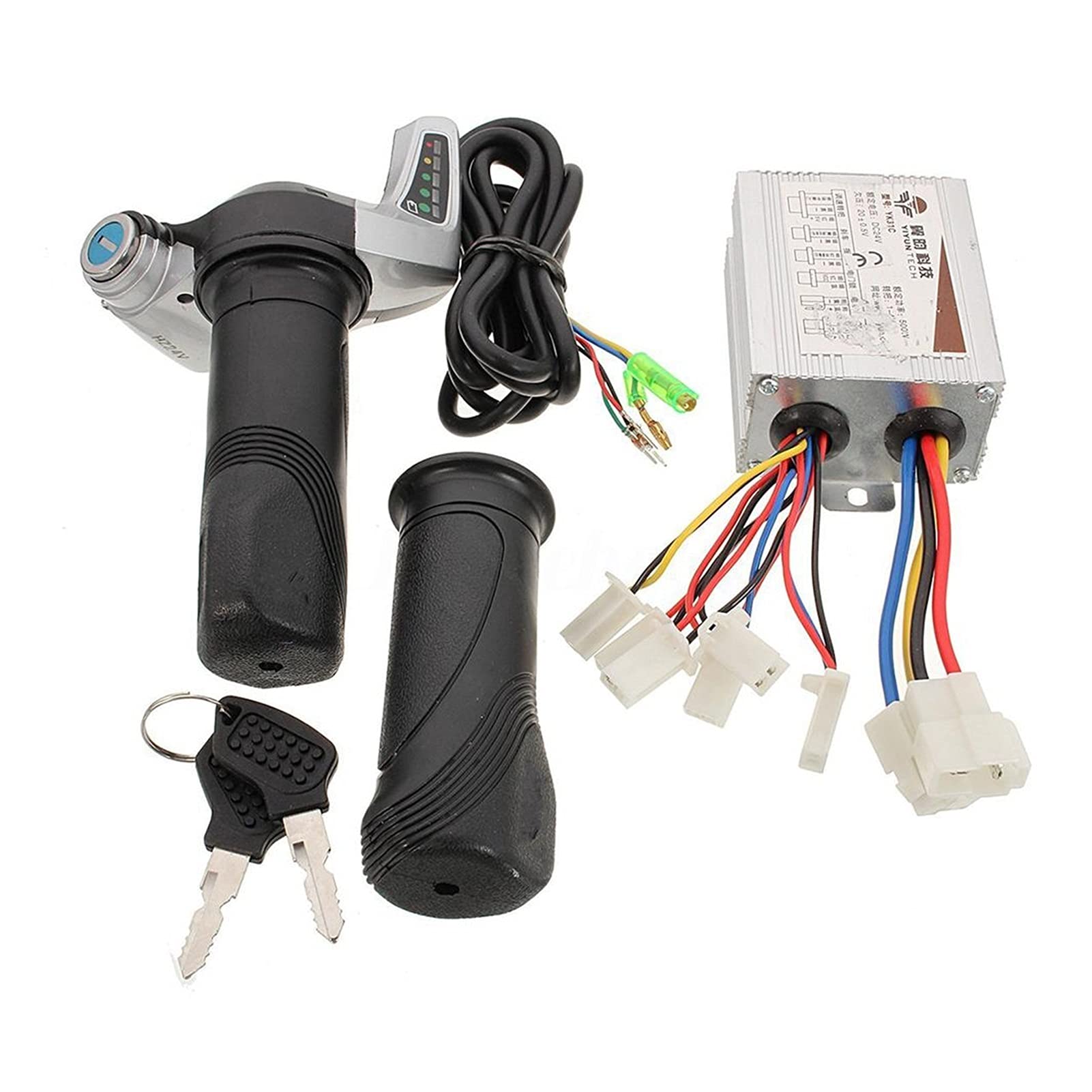 Regulador Patinete Electrico Controlador de cepillo de velocidad del motor DC 24V 500W con agarre de la torsión del acelerador para la bicicleta eléctrica de la bicicleta de la bicicleta del motor del