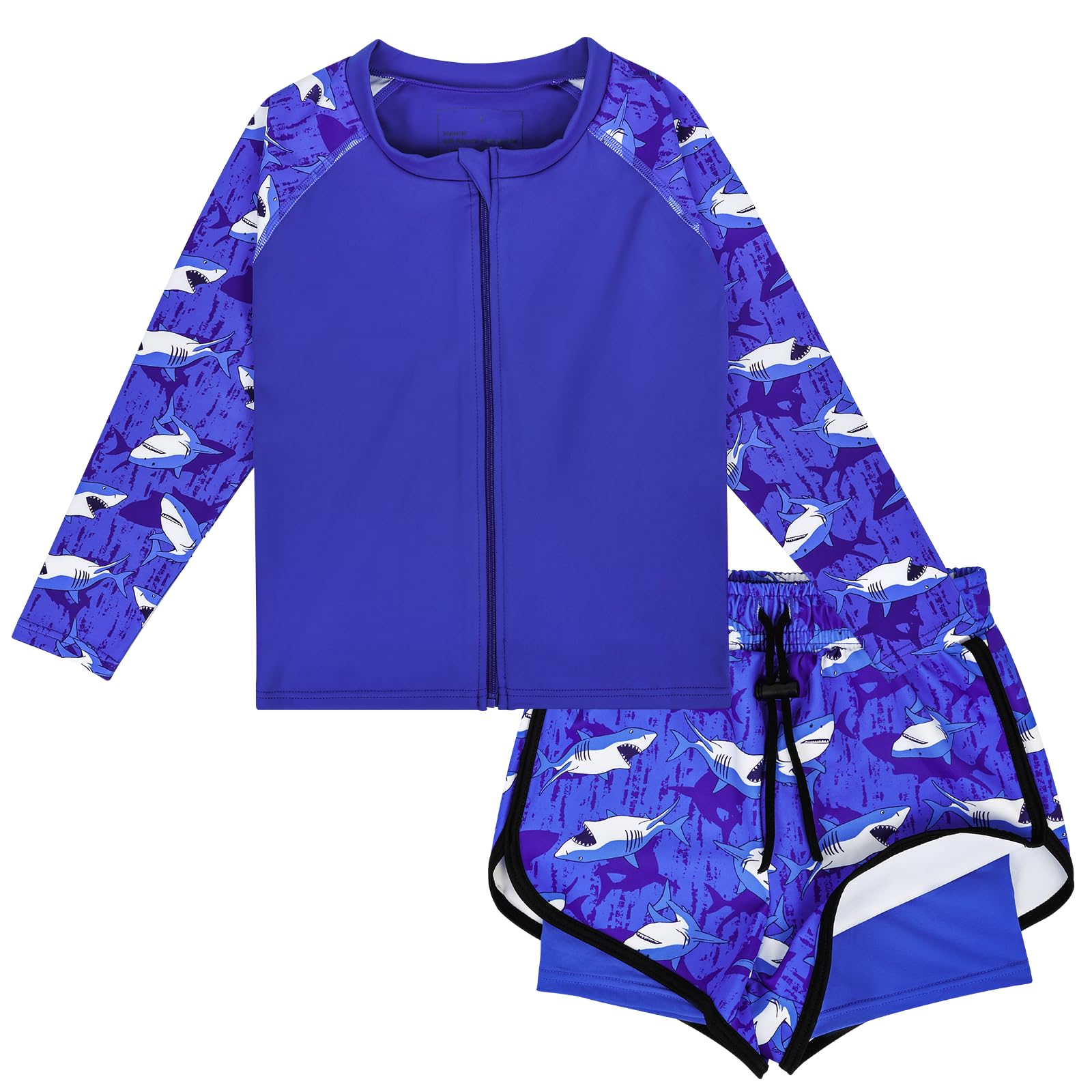MOEMOE BABY Costume da bagno per bambini e bambine, 2 pezzi, protezione UV rash-Guard, costume da bagno con maglietta a maniche lunghe e pantaloncini da bagno