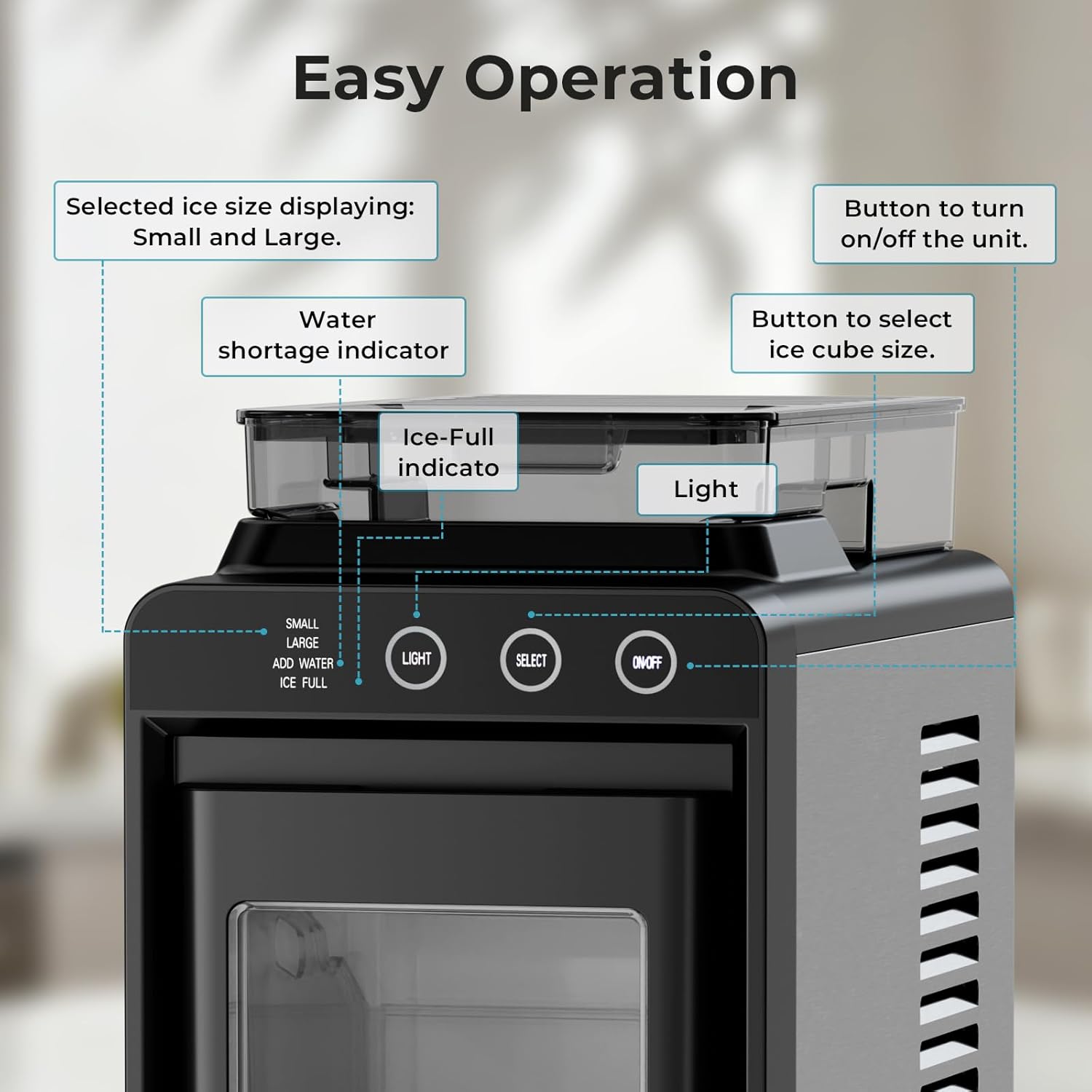 Antarctic Star Countertop Ice Maker, 26lbs/24H Ice Machine, Self-Cleaning Portable Ice Maker with 1.1lb Storage, 8 Bullet Ice in 6 Mins, Compact Ice Maker for Home/Office/Outdoor, Black