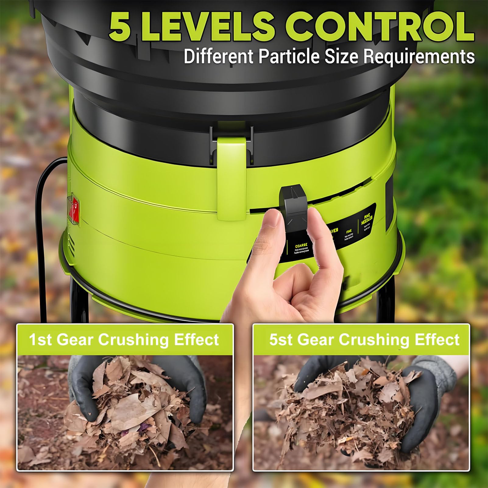 Trituradora de jardín eléctrica, trituradora de Hojas, 2500 W de Potencia, 8000 RPM, relación de trituración de 17:1, para el Mantenimiento del jardín doméstico. LeafShredder+NoPowercord