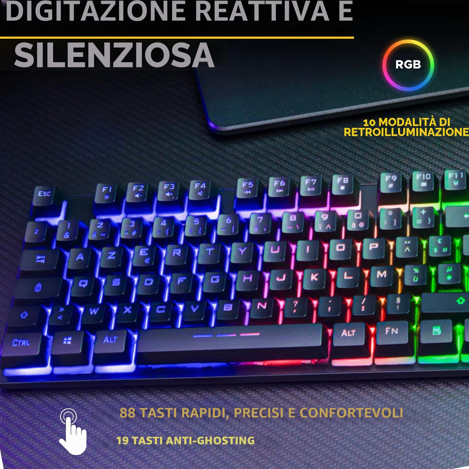 The G-Lab - Combo Oxygen EX - Set di tastiera e mouse wireless Gaming con LED RGB - Tastiera Gaming wireless in formato TKL, Layout spagnolo e mouse da gioco wireless, 3200 dpi - PC/PS4/PS5 - Nuovo