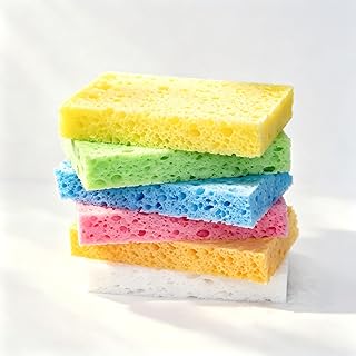 Plant-Based Kitchen Sponges (6 Pack) | USDA Biobased Certified | FSC & PETA Approved | Natural Cellulose & Coconut Scrubber Sponge | S-Shaped Design | Eco-Friendly, Non-Scratch, Non-Toxic & Vegan
