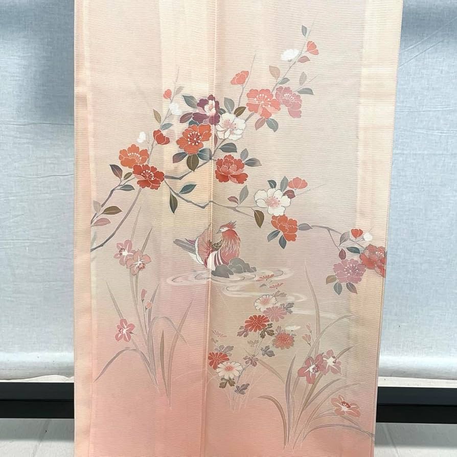 Amazon.co.jp: D156 夏着物 訪問着 友禅 鳥 花模様 ピンク 絽