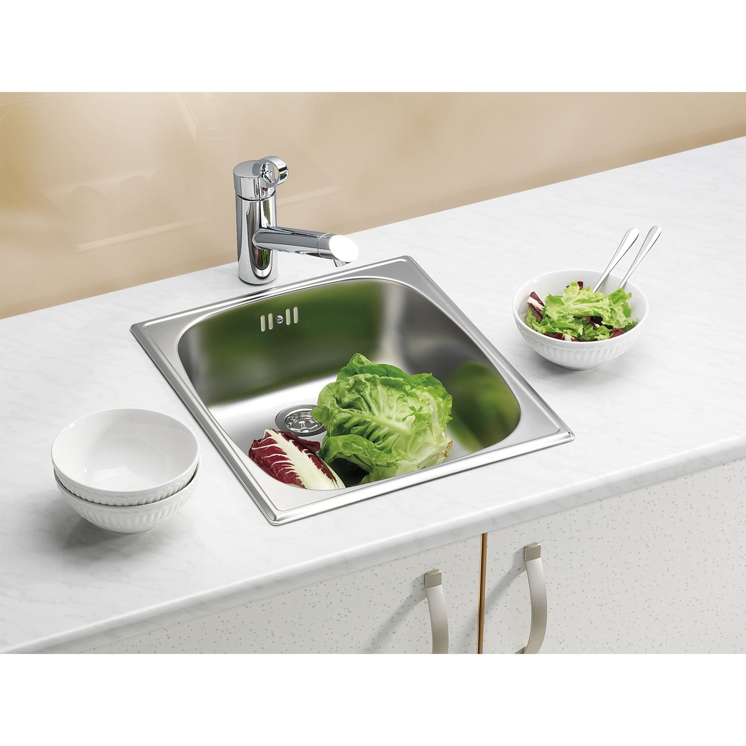 Alveus 1008694 BASIC 10 Fregadero de cocina empotrado de acero, Inox liso y semibrillante