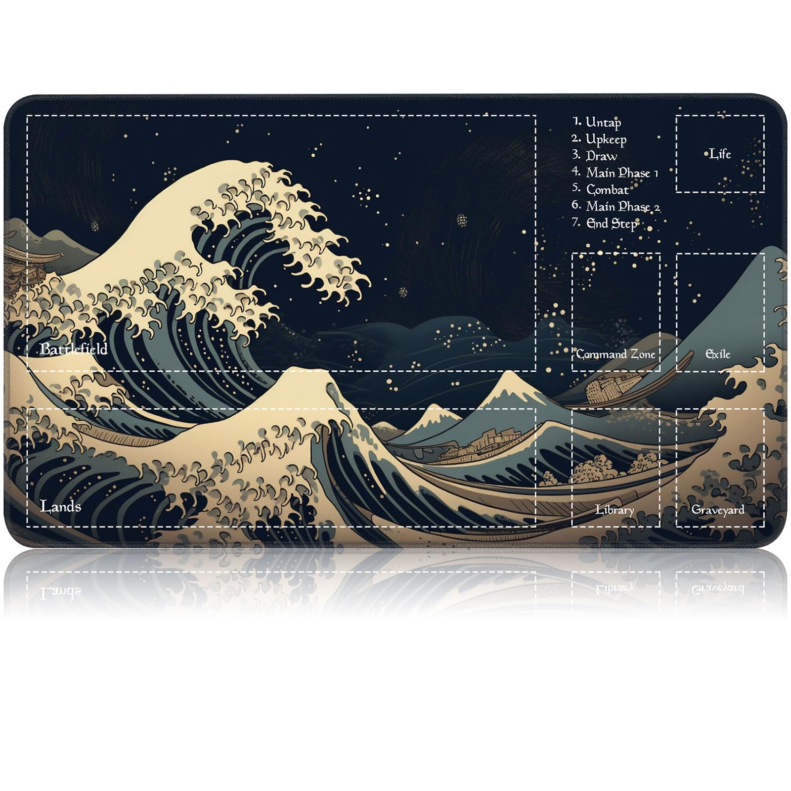 for MTG Game Playmat, for Magic TCG Rubber Play mat,Tabletop Card Playmats with Smooth Surface,Trading Card Inked Game Mat with Zones,Battle Game,Retro Waves — image 1