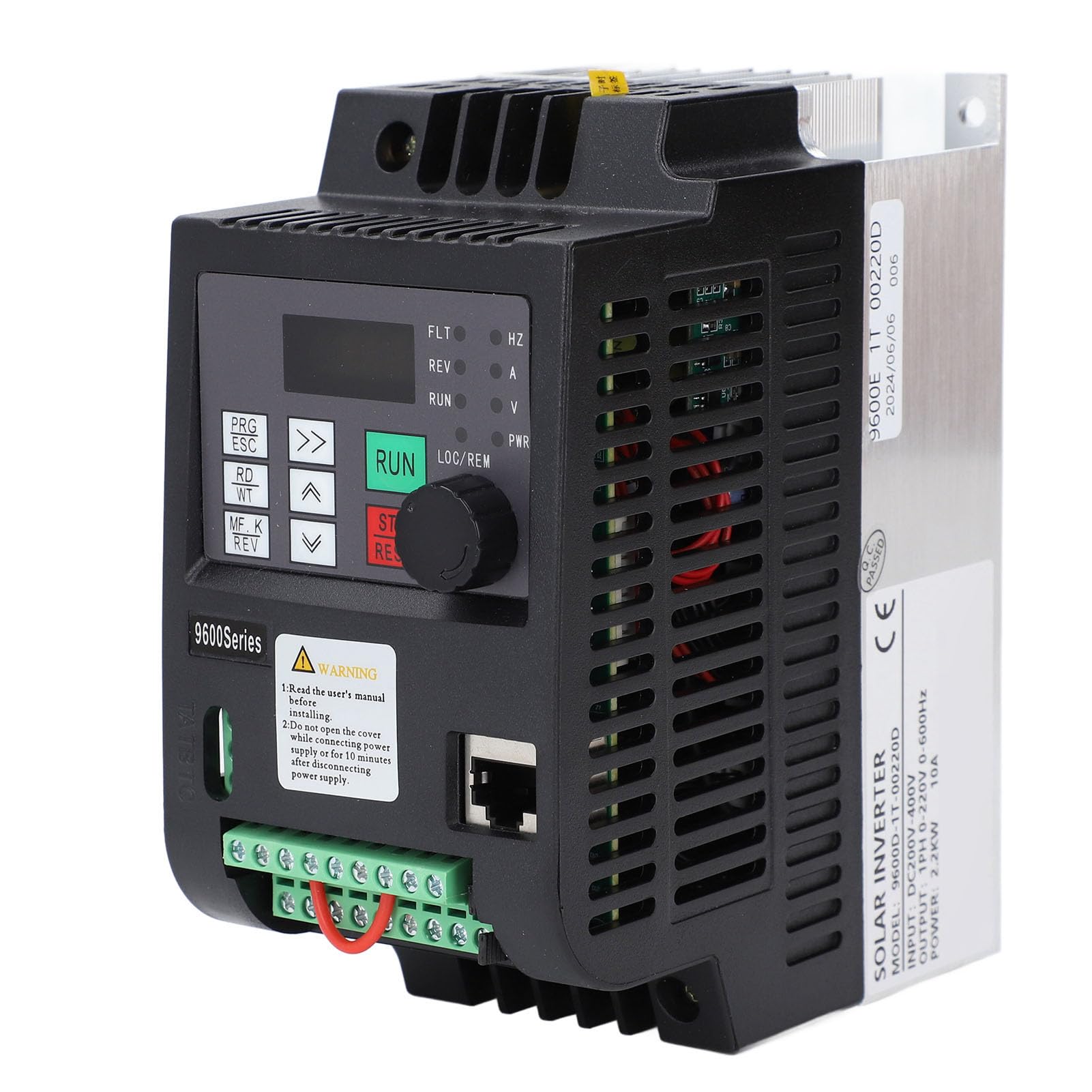 FTVOGUE Inversor Solar Monofásico, PC Retardante y Variador de Frecuencia de Aluminio Salida 2.2KW 10A 0-220Vac con MPPT para Usuarios de Control de Velocidad de Bombas Fotovoltaicas