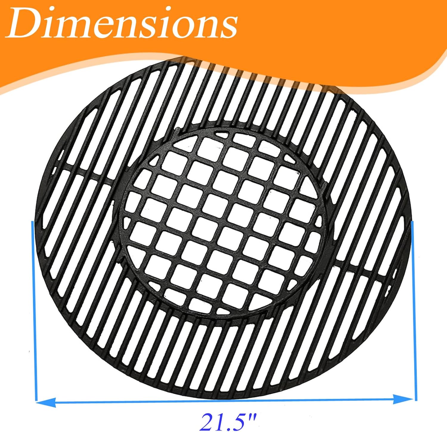 C8H35 Cast Iron Cooking Grate for Weber 22.5 Inch Kettle, Performer & Charcoal, Heavy Duty Cast Iron, Part Number 8835