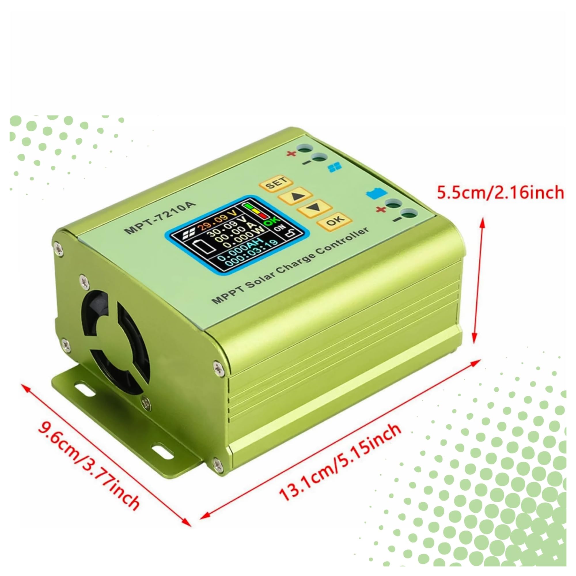 Regolatore di carica solare ad alta potenza, MPT-7210A 24V/36V/48V/60V/72V MPPT Pannello Caricabatterie Solare Regolatore di Carica Digitale 10A Boost Modulo di Tensione 600W per una ricarica rapida,